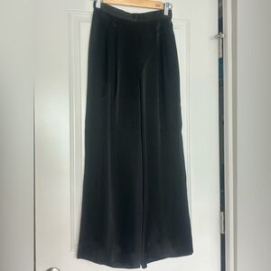 Cache Black satin wide leg pants XS